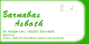 barnabas asboth business card